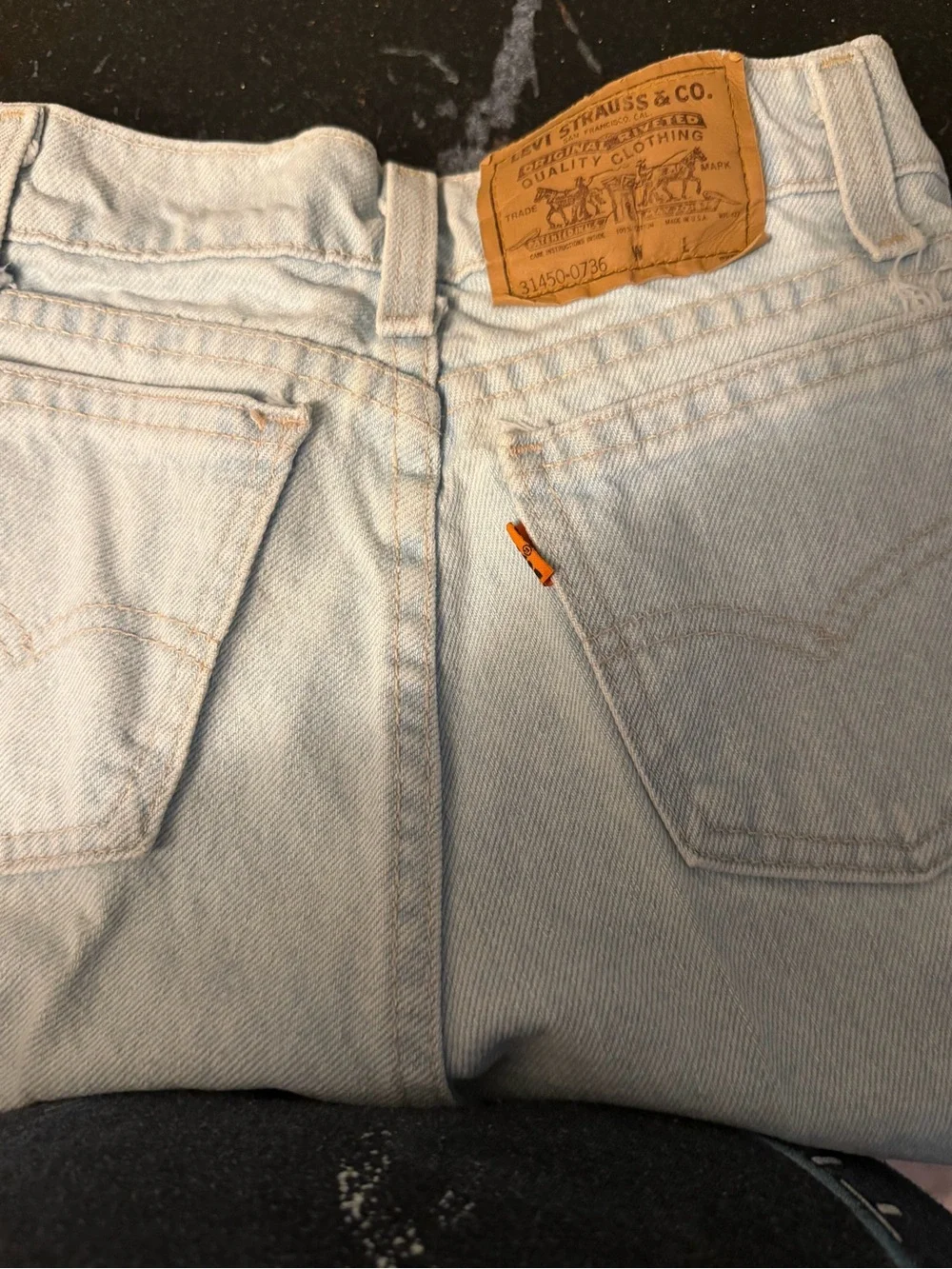 Vintage Kids Levis Size 12 Slim Light Washed  Orange Tab Denim Jeans USA